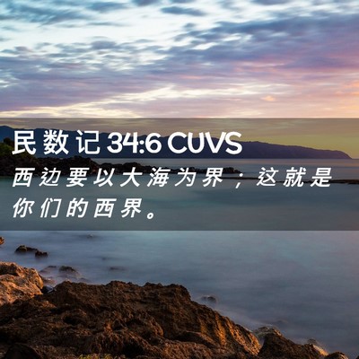 Picture 02 - 民 数 记 34:6 CUVS - 西 边 要 以 大 海 为 界 ； 这 就 是 - Bible Verse Picture