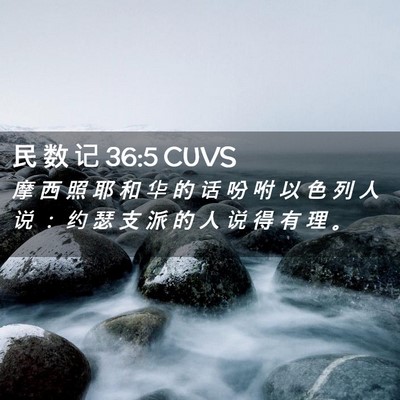 Picture 02 - 民 数 记 36:5 CUVS - 摩 西 照 耶 和 华 的 话 吩 咐 以 色 - Bible Verse Picture