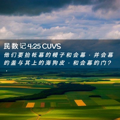 Picture 02 - 民 数 记 4:25 CUVS - 他 们 要 抬 帐 幕 的 幔 子 和 会 幕 - Bible Verse Picture