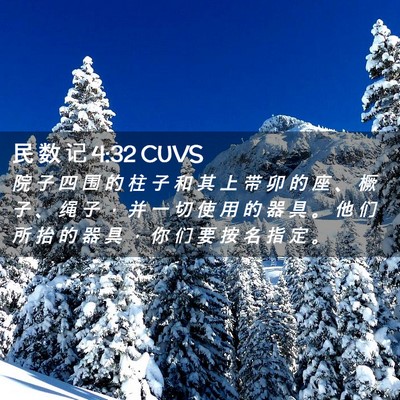 Picture 02 - 民 数 记 4:32 CUVS - 院 子 四 围 的 柱 子 和 其 上 带 卯 - Bible Verse Picture
