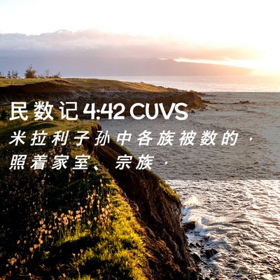 Picture 02 - 民 数 记 4:42 CUVS - 米 拉 利 子 孙 中 各 族 被 数 的 ， - Bible Verse Picture