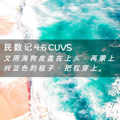 Picture 02 - 民 数 记 4:6 CUVS - 又 用 海 狗 皮 盖 在 上 头 ， 再 蒙 - Bible Verse Picture