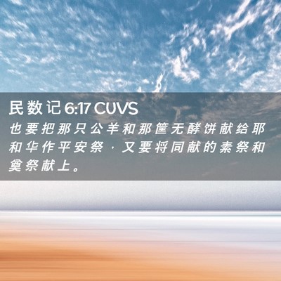 Picture 02 - 民 数 记 6:17 CUVS - 也 要 把 那 只 公 羊 和 那 筐 无 酵 - Bible Verse Picture