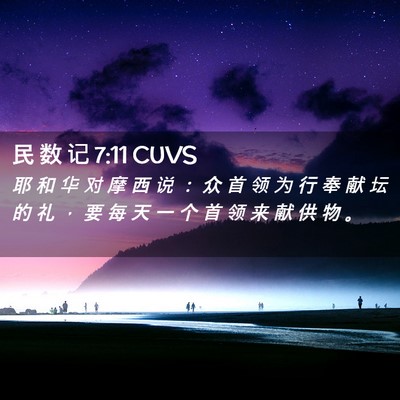Picture 02 - 民 数 记 7:11 CUVS - 耶 和 华 对 摩 西 说 ： 众 首 领 为 - Bible Verse Picture