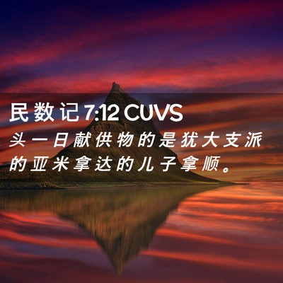 Picture 02 - 民 数 记 7:12 CUVS - 头 一 日 献 供 物 的 是 犹 大 支 派 - Bible Verse Picture