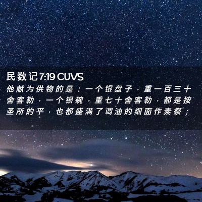 Picture 02 - 民 数 记 7:19 CUVS - 他 献 为 供 物 的 是 ： 一 个 银 盘 - Bible Verse Picture