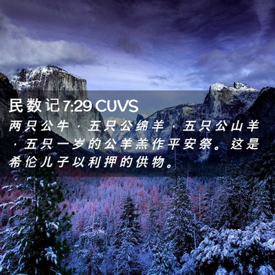 Picture 02 - 民 数 记 7:29 CUVS - 两 只 公 牛 ， 五 只 公 绵 羊 ， 五 - Bible Verse Picture
