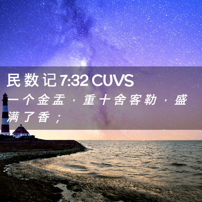 Picture 02 - 民 数 记 7:32 CUVS - 一 个 金 盂 ， 重 十 舍 客 勒 ， 盛 - Bible Verse Picture