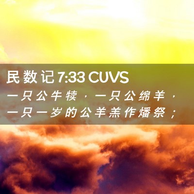 Picture 02 - 民 数 记 7:33 CUVS - 一 只 公 牛 犊 ， 一 只 公 绵 羊 ， - Bible Verse Picture