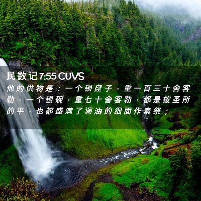 Picture 02 - 民 数 记 7:55 CUVS - 他 的 供 物 是 ： 一 个 银 盘 子 ， - Bible Verse Picture