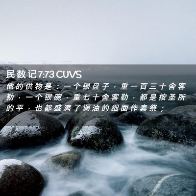 Picture 02 - 民 数 记 7:73 CUVS - 他 的 供 物 是 ： 一 个 银 盘 子 ， - Bible Verse Picture