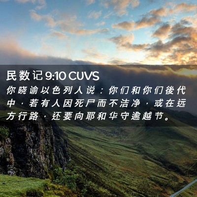Picture 02 - 民 数 记 9:10 CUVS - 你 晓 谕 以 色 列 人 说 ： 你 们 和 - Bible Verse Picture