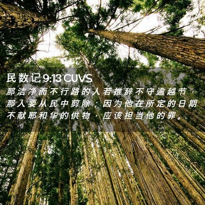 Picture 02 - 民 数 记 9:13 CUVS - 那 洁 净 而 不 行 路 的 人 若 推 辞 - Bible Verse Picture