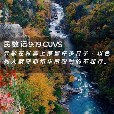 Picture 02 - 民 数 记 9:19 CUVS - 云 彩 在 帐 幕 上 停 留 许 多 日 子 - Bible Verse Picture