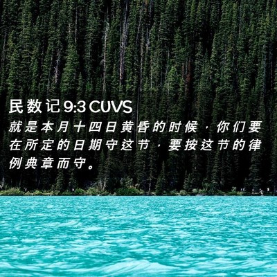 Picture 02 - 民 数 记 9:3 CUVS - 就 是 本 月 十 四 日 黄 昏 的 时 候 - Bible Verse Picture