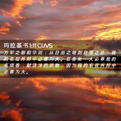 Picture 02 - 玛 拉 基 书 1:11 CUVS - 万 军 之 耶 和 华 说 ： 从 日 出 之 - Bible Verse Picture