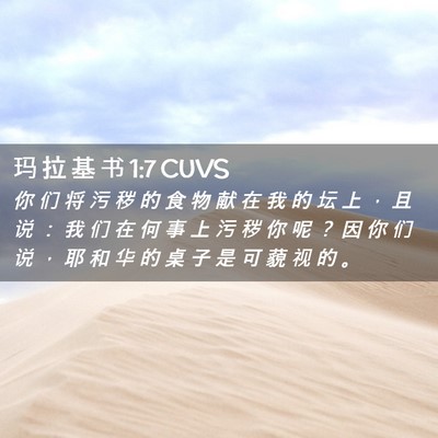 Picture 02 - 玛 拉 基 书 1:7 CUVS - 你 们 将 污 秽 的 食 物 献 在 我 的 - Bible Verse Picture
