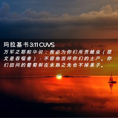 Picture 02 - 玛 拉 基 书 3:11 CUVS - 万 军 之 耶 和 华 说 ： 我 必 为 你 - Bible Verse Picture