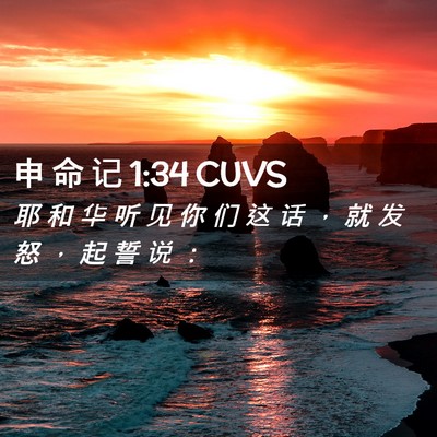 Picture 02 - 申 命 记 1:34 CUVS - 耶 和 华 听 见 你 们 这 话 ， 就 发 - Bible Verse Picture