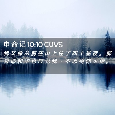 Picture 02 - 申 命 记 10:10 CUVS - 我 又 像 从 前 在 山 上 住 了 四 十 - Bible Verse Picture