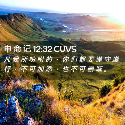 Picture 02 - 申 命 记 12:32 CUVS - 凡 我 所 吩 咐 的 ， 你 们 都 要 谨 - Bible Verse Picture