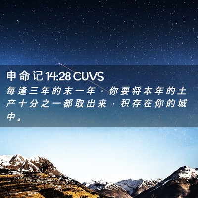 Picture 02 - 申 命 记 14:28 CUVS - 每 逢 三 年 的 末 一 年 ， 你 要 将 - Bible Verse Picture