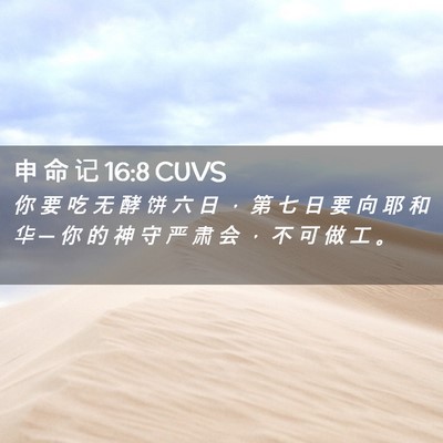 Picture 02 - 申 命 记 16:8 CUVS - 你 要 吃 无 酵 饼 六 日 ， 第 七 日 - Bible Verse Picture