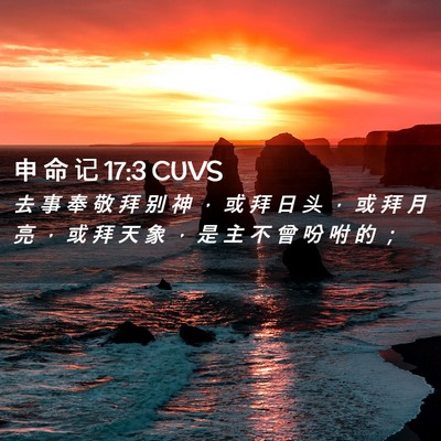 Picture 02 - 申 命 记 17:3 CUVS - 去 事 奉 敬 拜 别 神 ， 或 拜 日 头 - Bible Verse Picture