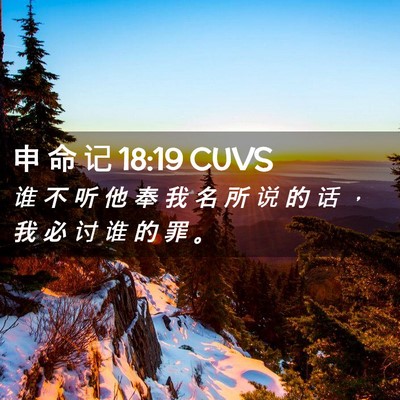 Picture 02 - 申 命 记 18:19 CUVS - 谁 不 听 他 奉 我 名 所 说 的 话 ， - Bible Verse Picture