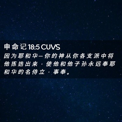 Picture 02 - 申 命 记 18:5 CUVS - 因 为 耶 和 华 ─ 你 的 神 从 你 各 - Bible Verse Picture