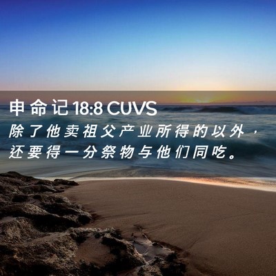 Picture 02 - 申 命 记 18:8 CUVS - 除 了 他 卖 祖 父 产 业 所 得 的 以 - Bible Verse Picture