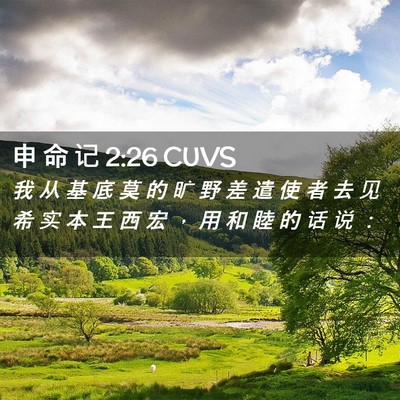 Picture 02 - 申 命 记 2:26 CUVS - 我 从 基 底 莫 的 旷 野 差 遣 使 者 - Bible Verse Picture
