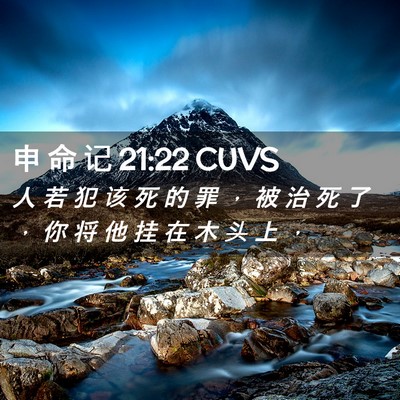 Picture 02 - 申 命 记 21:22 CUVS - 人 若 犯 该 死 的 罪 ， 被 治 死 了 - Bible Verse Picture