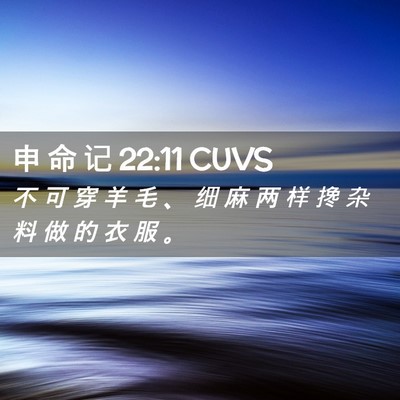 Picture 02 - 申 命 记 22:11 CUVS - 不 可 穿 羊 毛 、 细 麻 两 样 搀 杂 - Bible Verse Picture