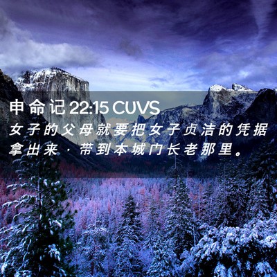 Picture 02 - 申 命 记 22:15 CUVS - 女 子 的 父 母 就 要 把 女 子 贞 洁 - Bible Verse Picture