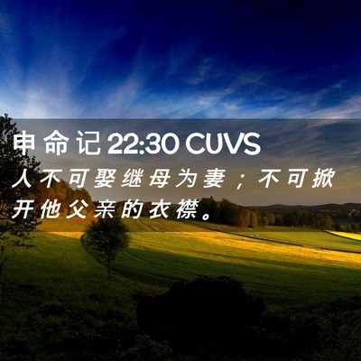 Picture 02 - 申 命 记 22:30 CUVS - 人 不 可 娶 继 母 为 妻 ； 不 可 掀 - Bible Verse Picture