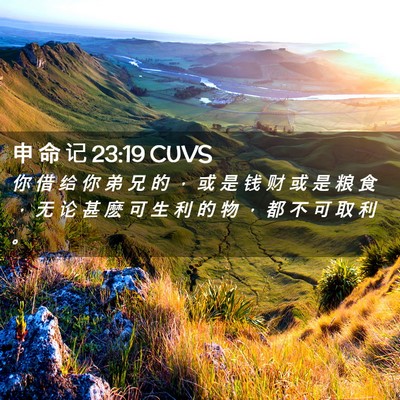 Picture 02 - 申 命 记 23:19 CUVS - 你 借 给 你 弟 兄 的 ， 或 是 钱 财 - Bible Verse Picture