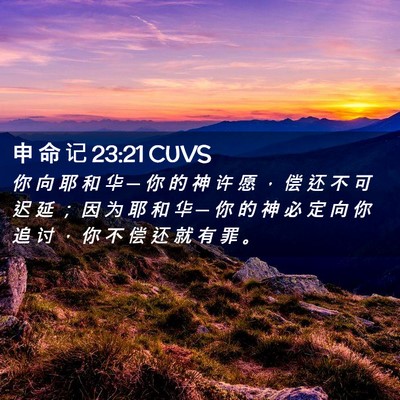 Picture 02 - 申 命 记 23:21 CUVS - 你 向 耶 和 华 ─ 你 的 神 许 愿 ， - Bible Verse Picture