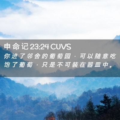 Picture 02 - 申 命 记 23:24 CUVS - 你 进 了 邻 舍 的 葡 萄 园 ， 可 以 - Bible Verse Picture