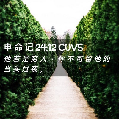 Picture 02 - 申 命 记 24:12 CUVS - 他 若 是 穷 人 ， 你 不 可 留 他 的 - Bible Verse Picture