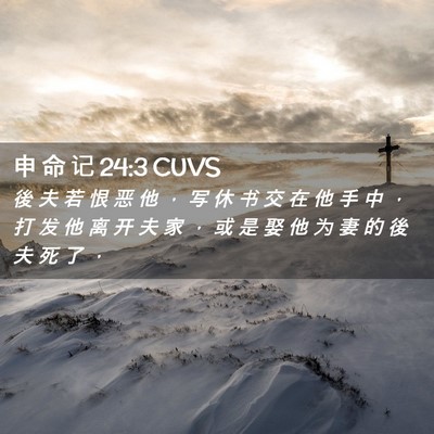 Picture 02 - 申 命 记 24:3 CUVS - 後 夫 若 恨 恶 他 ， 写 休 书 交 在 - Bible Verse Picture
