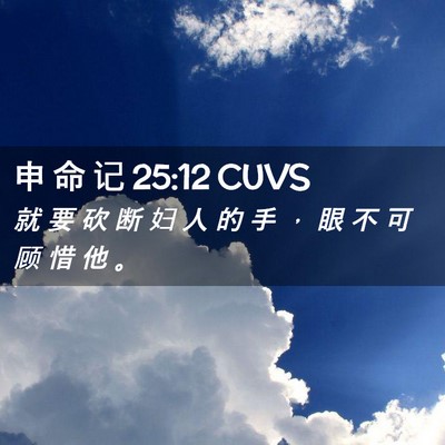 Picture 02 - 申 命 记 25:12 CUVS - 就 要 砍 断 妇 人 的 手 ， 眼 不 可 - Bible Verse Picture