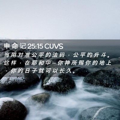 Picture 02 - 申 命 记 25:15 CUVS - 当 用 对 准 公 平 的 法 码 ， 公 平 - Bible Verse Picture