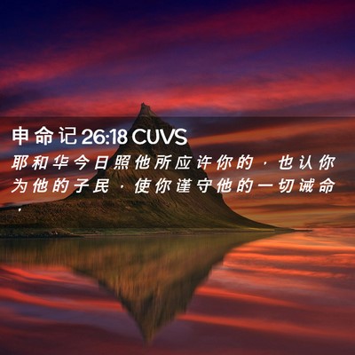 Picture 02 - 申 命 记 26:18 CUVS - 耶 和 华 今 日 照 他 所 应 许 你 的 - Bible Verse Picture