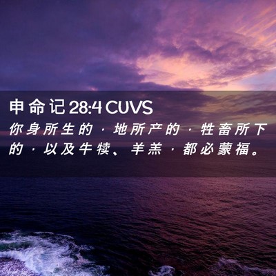 Picture 02 - 申 命 记 28:4 CUVS - 你 身 所 生 的 ， 地 所 产 的 ， 牲 - Bible Verse Picture