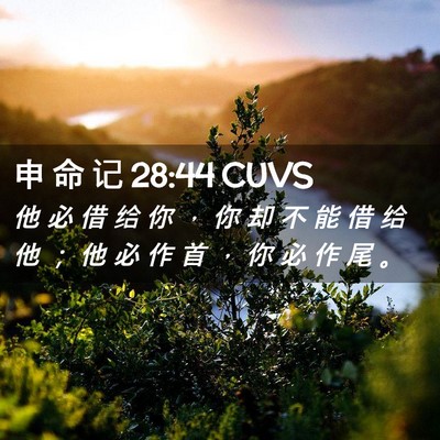 Picture 02 - 申 命 记 28:44 CUVS - 他 必 借 给 你 ， 你 却 不 能 借 给 - Bible Verse Picture