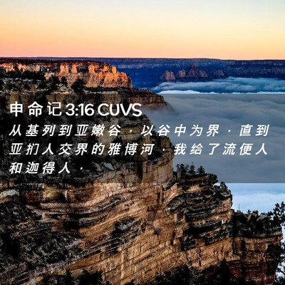 Picture 02 - 申 命 记 3:16 CUVS - 从 基 列 到 亚 嫩 谷 ， 以 谷 中 为 - Bible Verse Picture