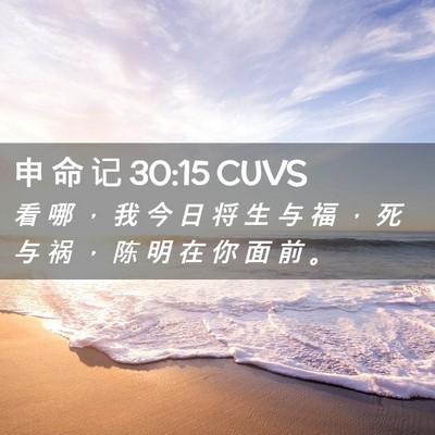 Picture 02 - 申 命 记 30:15 CUVS - 看 哪 ， 我 今 日 将 生 与 福 ， 死 - Bible Verse Picture