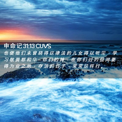 Picture 02 - 申 命 记 31:13 CUVS - 也 使 他 们 未 曾 晓 得 这 律 法 的 - Bible Verse Picture