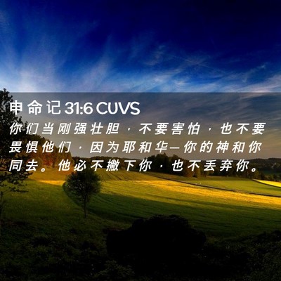 Picture 02 - 申 命 记 31:6 CUVS - 你 们 当 刚 强 壮 胆 ， 不 要 害 怕 - Bible Verse Picture